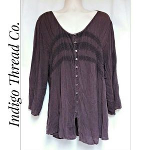 Indigo Thread Co. Tops - Plus-Size Rayon Gauze Boho Hippie Top Size 3X Indigo Thread Co. Tops - Plus-Size Rayon Gauze Boho Hippie Top Size 3X
